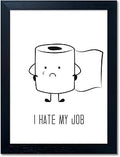 Black and White Bathroom Wall Decor, Funny Bathroom Wall Art, Black Framed Toilet Paper Art, Toiletpaper Roll Humorous Canvas Print Artwork, Minimalist Toilet WC Artwork