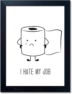 Black and White Bathroom Wall Decor, Funny Bathroom Wall Art, Black Framed Toilet Paper Art, Toiletpaper Roll Humorous Canvas Print Artwork, Minimalist Toilet WC Artwork