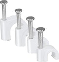 LeMotech 200pcs Cable Clips 5/6/8/10mm Cable Nail Clips Cable Tacks Coaxial Nail Clamps for Cable Cord Management RG6 RG59 CAT5 CAT6 RJ45 Electrical Ethernet Coaxial Clamps, White
