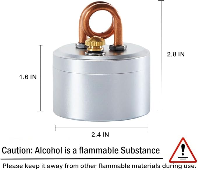 Portable Mini Camping Alcohol Stove - Solid Shell Powerful Safe Spirit Burner Strong Fire Burning for Outdoor Hiking Cooking Backpacking 50ml Silver