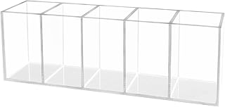 HSYMQ Acrylic Clear Pen Holder 5 Compartments Pencil Holder Desk Organizer Desktop Makeup Brush Holder