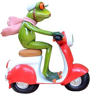 Red Eyes Frog Figurines Frog Sculpture Statue Red Motorcycle for Home Desk Bathroom Decoration 69008-2