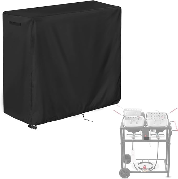 Outdoor Fryers Cover for FIRE RIOT Deep Fryer with Double Burner Propane Stove Outdoor, Portable Waterproof Turkey Fryer Cover - 29" D x 18.5" W x 31" H