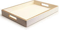 SANZIE Leather Tray Desktop Storage Organizer Premium Serving Trays Decorative Tray Valet Tray for Sundries Cosmetics Phone Wallet Cutlery (White Holder)