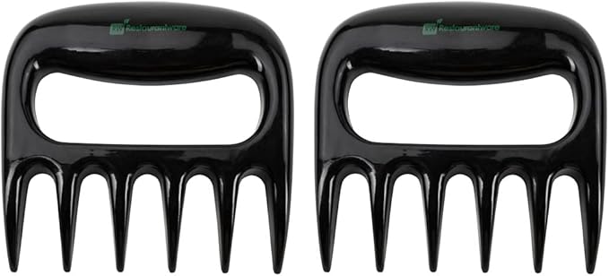 Restaurantware Met Lux 4.5 x 4.1 Inch Meat Claws 2 Meat Shredders - Sharp Blades With Handle Black Plastic Bear Claws Durable For Shredding Pork Chicken or Turkey
