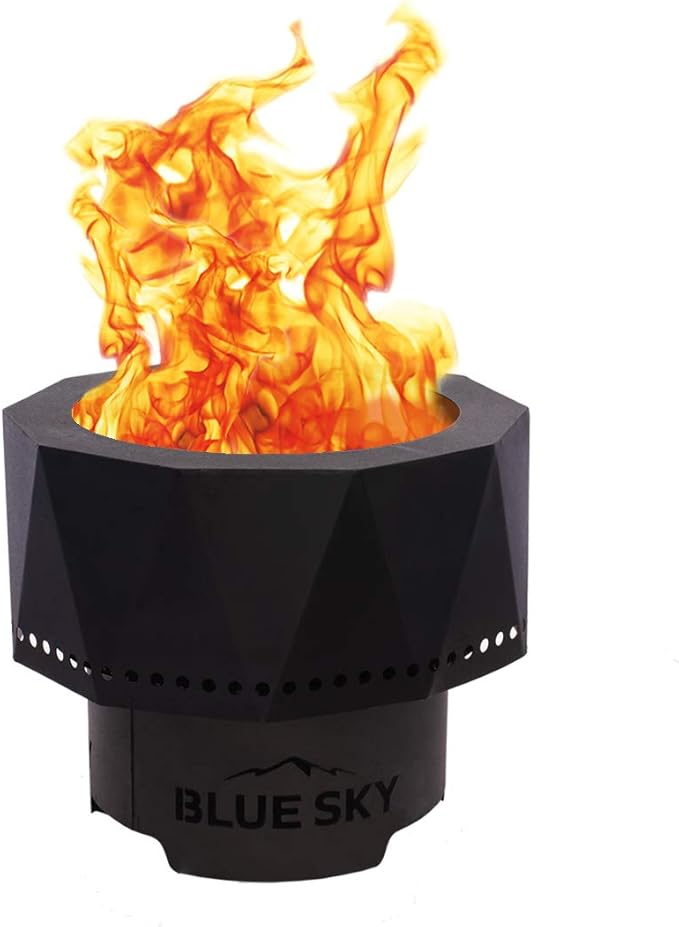 Blue Sky Outdoor Living Ridge Portable Fire Pit, Smokeless Fire Pit with Spark Screen, Lift, and Carrying Bag, Black