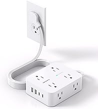 Surge Protector Power Strip, HANYCONY Extension Cord with Multiple Outlets, 5 Ft Ultra Thin Flat Plug 8 Outlets 4 USB Ports(2USB C), 1080J Outlet Extender for Home Office College Dorm Room Essentials