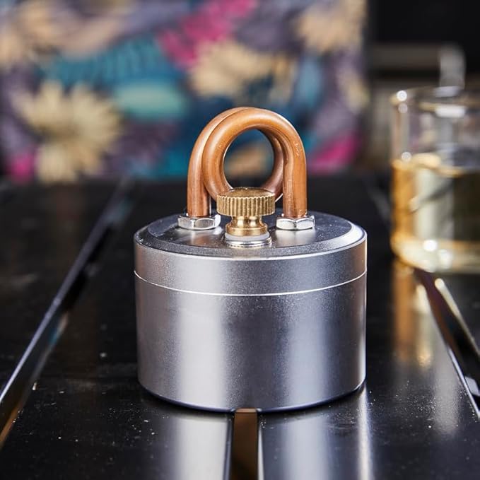 Portable Mini Camping Alcohol Stove - Solid Shell Powerful Safe Spirit Burner Strong Fire Burning for Outdoor Hiking Cooking Backpacking 50ml Silver