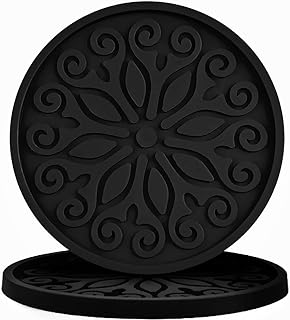 Silicone Coasters for Drinks,Resistant Reusable Drink Coasters-Great Gift for Birthday, Housewarming,Room Decor,Holiday Party (2-Black)