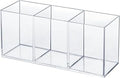 elysolpluv Clear Acrylic Silverware & Pen Organizer Caddy, Transparent Plastic Silverware Holder, Perfect for Office, Bedroom, and Bathroom Storage