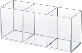 elysolpluv Clear Acrylic Silverware & Pen Organizer Caddy, Transparent Plastic Silverware Holder, Perfect for Office, Bedroom, and Bathroom Storage