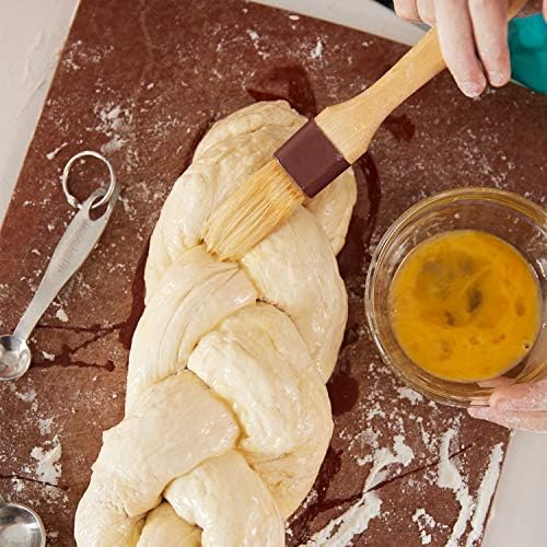 Boao 4 Pcs Pastry Brush, Natural Bristle Basting Brush, Beech Wooden Handle Basting and BBQ Brushes for Cooking, Butter, Oil, Egg, Marinade, Sauce, Grilling, Baking, Kitchen Food(1 Inch, 1 1/2 Inch)