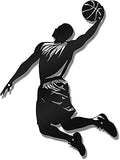 Paquesta Basketball Wall Decor Metal Art Wall Mounted Basketball Hoop Sculpture with Soccer Player Styles, Basketball Gifts for Boys, Men ，Basketball Room Decor