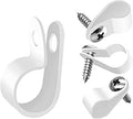mankk 50PCS 1/2 Inch Rope Light Clips P-Style Mounting Clips Plastic Cable Clamps with Compatible Stainless Steel Pan Head Phillips Screws for Wire Management M-030-W-LS