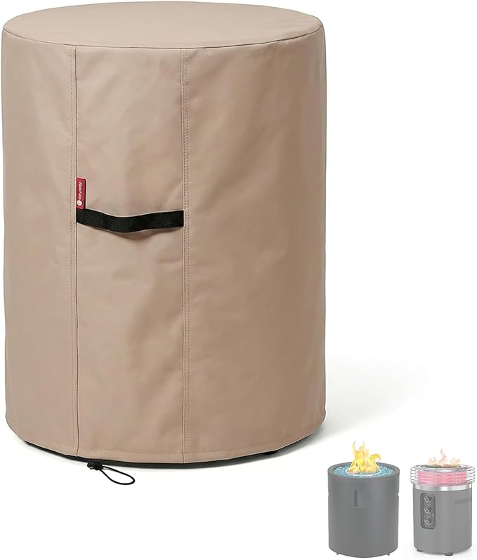 [2026 Upgraded]SheeChung Fire Pit Cover Round 24"D x 27"H,Heavy Duty 600D Waterproof Tall Firepit Cover,Fits for 20"-24" Propane Fire Pit/Table,Tear & Fade Resistant Fireplace Covers with Drawstring
