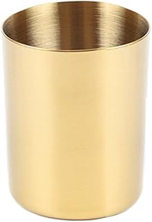 MEI YI TIAN Gold Pen Holder Glossy Stainless Steel Pencil Cup for Home Office Desk Organizers Multi Use Makeup Brush Holder Flower Vase Mini Pot Decor