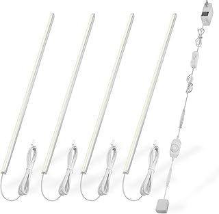 Cefrank V-Shape Under Cabinet Lighting Kit - 4pcs Sleeker 12" Dimmable LED Light Bars for Showcase Shelf Seamless Illumination - 1200lm, 12W - Pure White 6000K