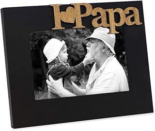 Isaac Jacobs Black Wood Sentiments “I Love Papa” / I Heart Papa Picture Frame, 4x6 inch, Photo Gift for Papa, Grandpa, Family, Display on Tabletop, Desk (Black, 4x6)