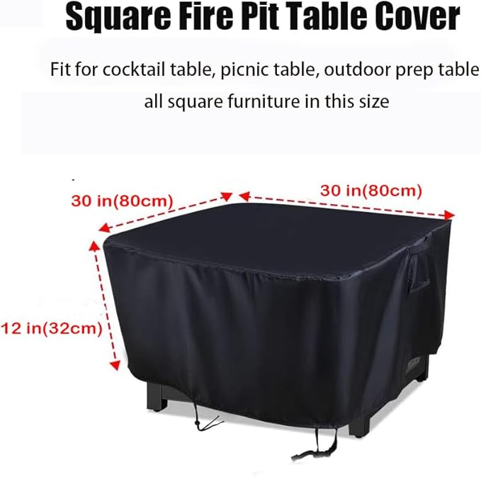 Fire Pit Table Cover, Waterproof Table Cover for 30 x 12 inch Fireplace Firepit Outdoor Prep Table Patio Backyard Garden