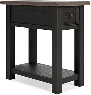 Signature Design by Ashley Tyler Creek Chair Side End Table, Plank-styled Top, Smooth-gliding Drawer, Wood, 14.13" W x 24.13" D x 24.13" H, Light Brown & Whitewash
