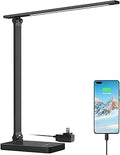 Lepro LED Desk Lamp with USB Charging Port,650LM Dimmable Home Office Touch Control Reading Table Lamp,5 Color Modes with 5 Brightness,College Dorm Room Essentials, Eye Caring, Sewing, Crafting, Black