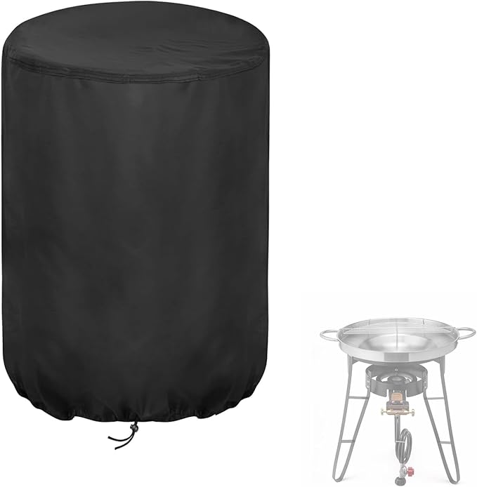 Outdoor Cooker Cover for ROVSUN 23" Concave Comal Set, Portable Waterproof Dustproof Turkey Fryer Cover for Discada Disc Cooker- 25.2”Dx31”H, Black
