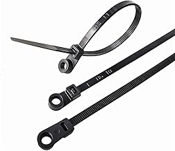 HS Heavy Duty Cable Ties with Screw Holes (100 Pack) 11.8 Inch Mounting Head Electrical Zip Ties 50 LBS,UV Black