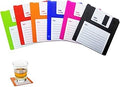 Floppy Silicone Coasters - Retro Design Set of 6 - Funny Drink Coasters - Heat Resistant, Non-Slip Table Protectors