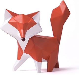 HAUCOZE Fox Statue Figurine Modern Animal Sculpture Home Decor Geometric Art Gift for Shelf Desk Living Room 4.0 Inch