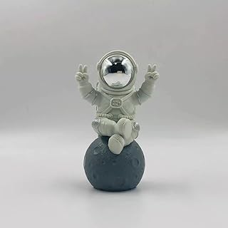 Figurine Statue Astronaut Sculpture Spaceman Décor,Sculptures Home Décor,White Shelf Decoration,Tabletop Decoration,Cute Space Figure Ornament(Silver/White Big Astronaut Statue)