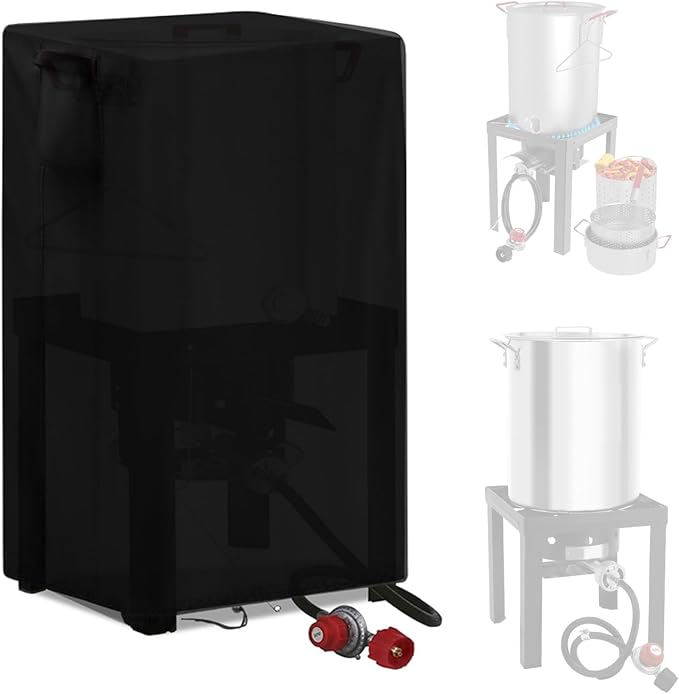 Outdoor Fryers Cover for 18 Qt. Deep Fryer Pot, Waterproof Deep Fryer Cover for Outdoor Cooking -13" D x 16" W x 21" H