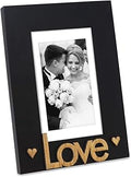 Isaac Jacobs Black Wood Sentiments “Love” Picture Frame, 5x7 inch with Mat, Photo Gift for Loved Ones, Family, Display on Tabletop, Desk (Black, 5x7 (Matted 4x6))