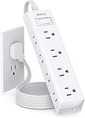 Flat Plug Power Strip, Ultra Thin Flat Extension Cord - Addtam 12 Outlet 3 Sides Multiple Outlets, 5Ft, 1050J Surge Protector, Wall Mount, Desk Charging Station for Home Office Dorm Room Essentials