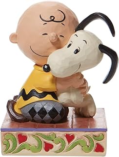 Enesco Peanuts by Jim Shore Charlie Brown and Snoopy Hugging Figurine, 4.5 Inch, Multicolor