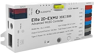 GLEDOPTO Elite ESP32 WLED LED Controller Ethernet WiFi Network Built in I2S Mic 20A Fuse Energy Saving Relay Level Shifter IC ESD Chip Work with Addressable Digital RGB IC WS2811 WS2815 SK6812 etc