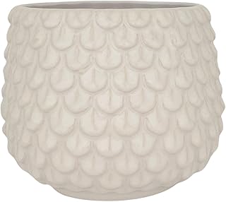Bloomingville Stoneware Flower Pot Pinecone, Planter Cache Pot, Size M (5,25''), White