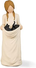 Black Cat Memorial Gifts for Women, Resin Figurines of Woman with Cat in Her Lifted Skirt, Sculpted Hand-Painted Statue Pet Loss Sympathy Gift for Cats Mom