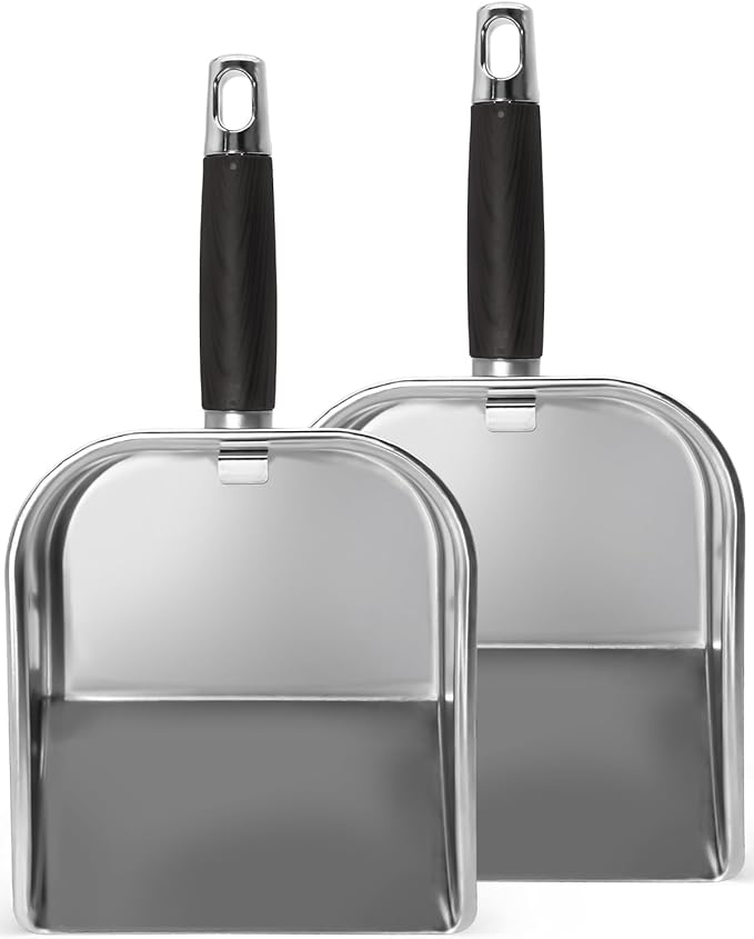 Griddle Scoop for Blackstone with a Any-Edge Hook, Stainless Steel Griddle Portable Food Mover for Stir Fry and Move Food, Classic Grill Shovel, 2 Pack