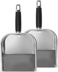 Griddle Scoop for Blackstone with a Any-Edge Hook, Stainless Steel Griddle Portable Food Mover for Stir Fry and Move Food, Classic Grill Shovel, 2 Pack