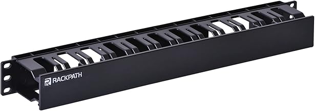 RackPath 1U 19 Inch Plastic Server Rack Mount Cable Management Duct Raceway with Panel Cover