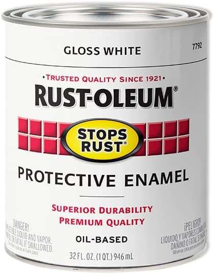 Rust-Oleum 7792504-4PK Stops Rust Brush On Paint, Quart, Gloss White, (Pack of 4)