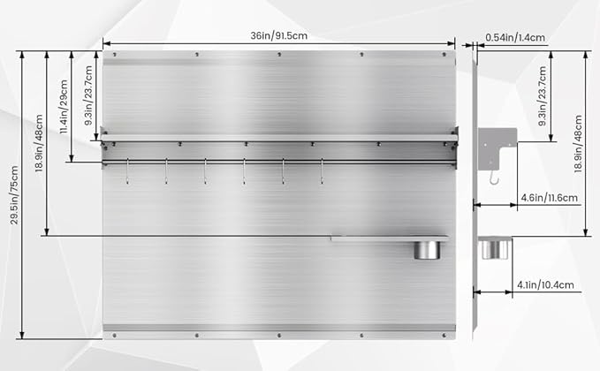 36"x30" Stainless Steel Backsplash for Stove & Range Hood - Range Backsplash with Shelf & Knife Rack, Kitchen Backsplash Wall Shield with Pre-Drilled Holes, Easy Install