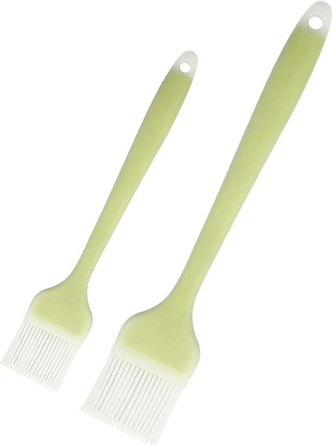 Pastry Brush Silicone Basting Brush for Cooking,2PCS 10+8 in Heat Resistant Food Brushes for Baking, Grilling, Cooking and Spreading Oil, Butter, BBQ Sauce, or Marinade (Green)