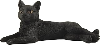 JFSM INC. 3" Realistic Black Cat Figurine – Resin Miniature Kitty Statue – Cat Decor for Desk Shelf or Pet Memorial Gift for Cat Lovers