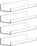 CY craft Clear Acrylic Floating Shelves Display Ledge, 5 MM Thick Wall Mounted Storage Shelf for Kitchen/Bathroom/Office,Invisible Kids Bookshelf and Spice Rack,15 Inch,Set of 4