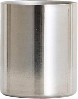 MEI YI TIAN Stainless Steel Cylinder Pen Holder Silver Desktop Organizers Pencil Cup Stand Up Multi Use Makeup Brush Holder Flower Vase Mini Pot Decor