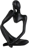 Asng Resin Thinker Style Abstract Sculpture Statue Collectible Figurines Home Office Bookshelf Desktop Decor (Black,Left, Small)
