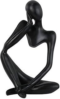 Asng Resin Thinker Style Abstract Sculpture Statue Collectible Figurines Home Office Bookshelf Desktop Decor (Black,Left, Small)