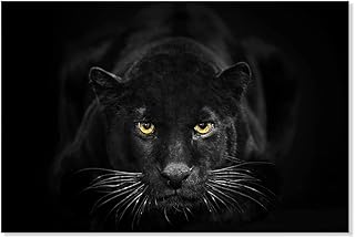 SEVEN WALL ARTS Black Panther Canvas Wall Art Large Size Black and White Wildlife Animal Pictures Poster Print Framed Artwork for Living Room Bedroom Kitchen Office Bathroom Decor