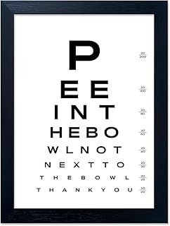 Funny Bathroom Signs Framed Black and White Bathroom Wall Decor Eye Chart Wall Art Humor Canvas Print Poster Fun Toilet Decor